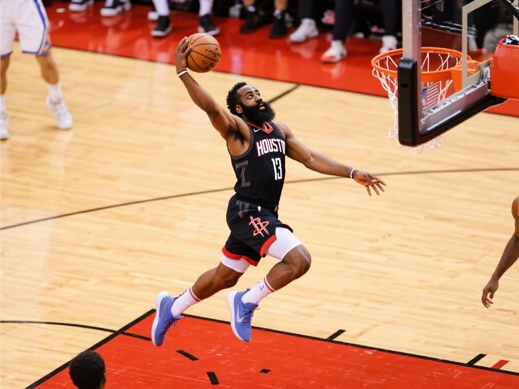 哈登妙传地滚球,小琼斯腾空挑篮命中 接到哈登的传球后,小琼斯的表现同样令人印